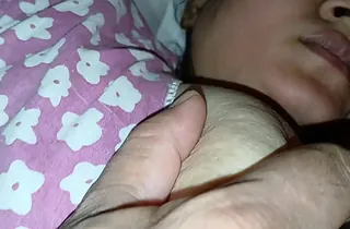 Step-mother prevalent hulking udders and dark-skinned eyes shares bed prevalent step-sonny