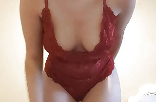Red Lace Teddy Strip And Play.