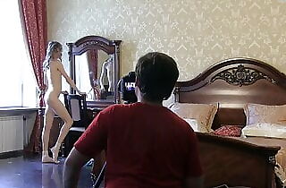 Enrapturing slender ballerina Annett poses for me for a video. p-5.