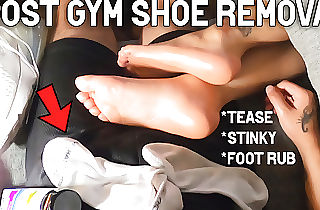 Point of view Gym Soles After Workout Latina Delilah's Shoe Sock Removal Tease Feet in Lap Foot Rub Foot Fetish JOI Smelly Soles