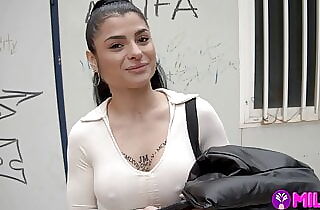 Spanish teen with huge ass is caught on the streets of Spain and fucked clothed as a rabbit