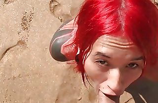 Skinny Redhead Alt Girl Almost Get Caught Giving Head On A Beach - Nora Redmain